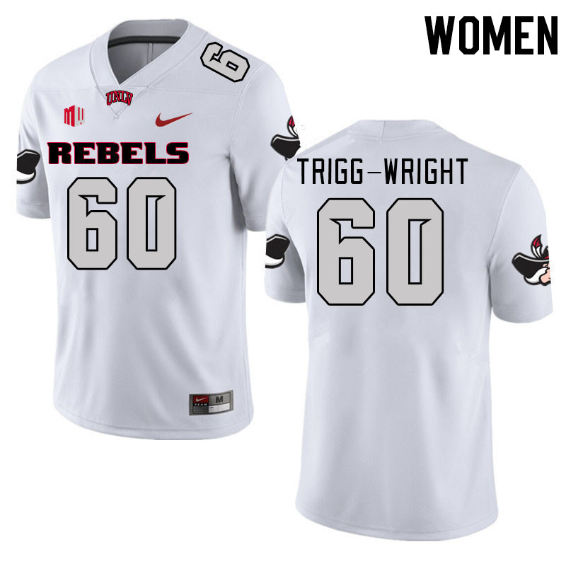 Women #60 Amani Trigg-Wright UNLV Rebels 2023 College Football Jerseys Stitched-White - Click Image to Close